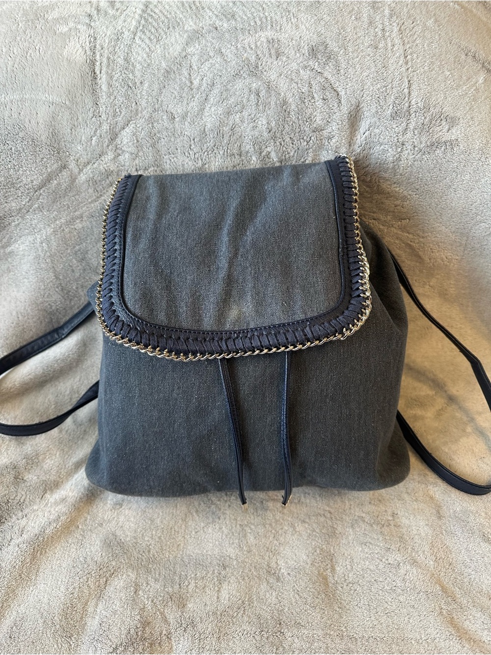INC International Concepts Charcoal Gray Chain-Trim Backpack